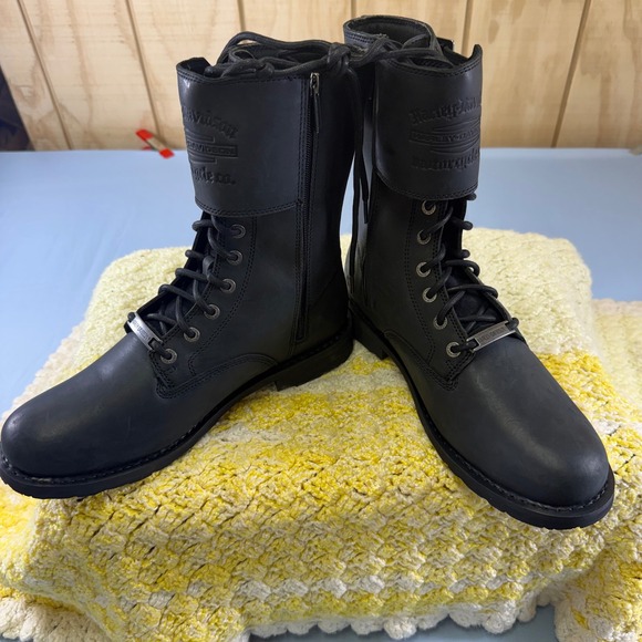 Harley-Davidson Other - Harley-Davidson Hagerman Mens Black Leather Motorcycle Boots D93873 Size 11.5 M